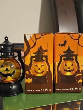 Three Jack O Lantern Lanterns - Tea Lights